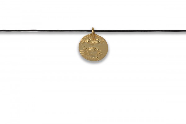 Possum Langes Kettchen Antique Coin Cancer 925 Sterling Silber gelbgold vergoldet