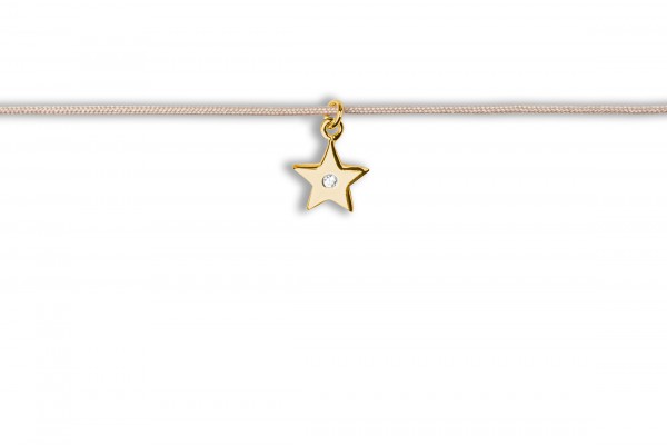 Possum Langes Kettchen Star with stone 925 Sterling Silber gelbgold vergoldet